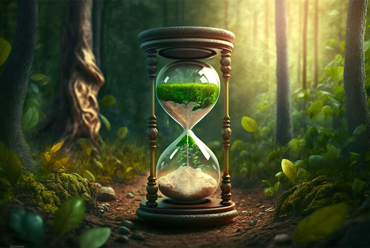 Sand timer in forest